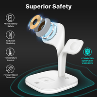 Chargeur sans fil magnétique 3 en 1 Station de charge pour téléphone en forme de feuille 15W 3in1 Montre intelligente Écouteur avec lumière variable Port USB