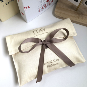 Thân Thiện Với Môi Biểu Tượng Tùy Chỉnh In Phong Bì Với Ribbon Sang Trọng Twill Xương Túi Quà Tặng Bao Bì Mua Sắm Túi Bụi Xương cá Pouch - Product Image 4