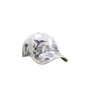 6Panel Vintage Dobby Hummingbird Flowers Digital Printing 3D Embroidery Unisex Adjustable Visor Personalized 100% Polyester - Product Image 1