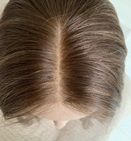 Ashy Brown Highlight Couleur 12a Grade European Hair HD Perruque luxe sans colle et invisible avec tissu diamanté pour femme