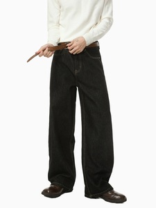 Jeans de Invierno para Hombre, Estilo Hip Hop Americano Clásico, Color Negro, Estampado Lavado, para Uso Diario, Cómodos y de Corte Holgado - Product Image 4