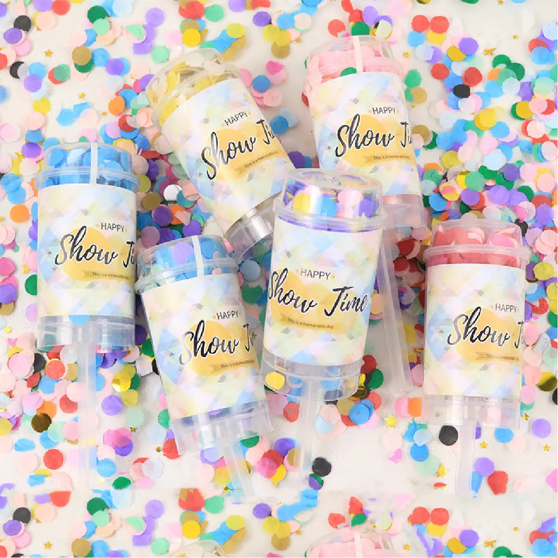 Wholesale Wedding Confetti Tubes Kids Birthday Party Decoration Set Supplies Handle Push Pop Confetti