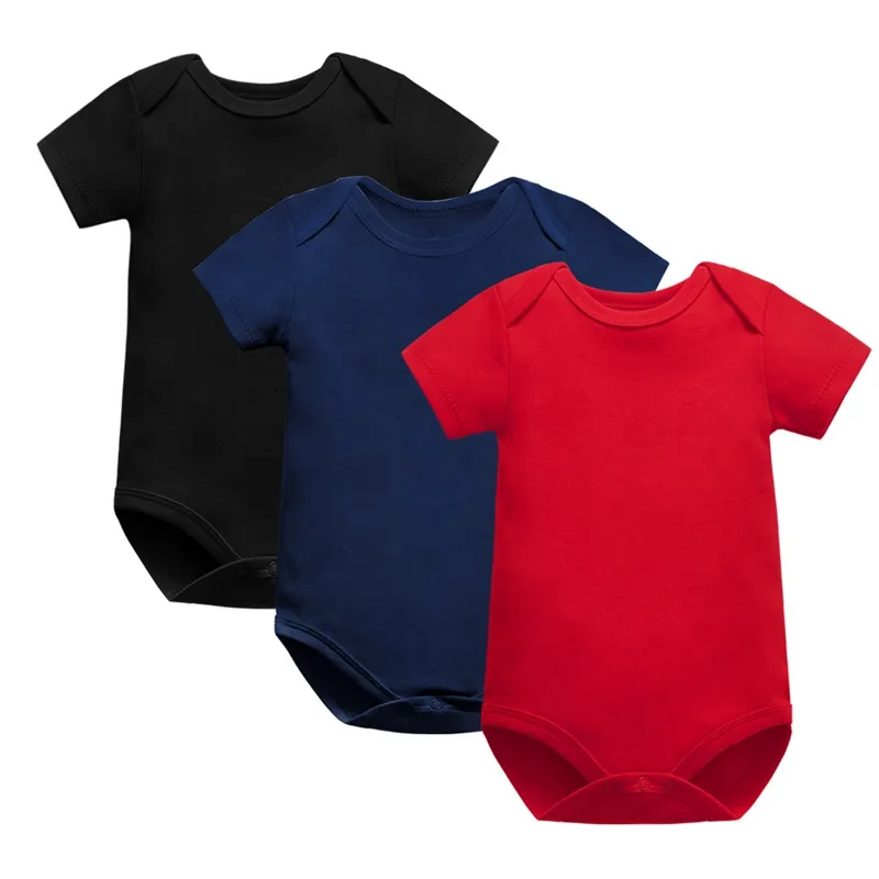 Newborn Baby 100% Organic cotton Plain Solid Color Newborn Baby Clothes Organic Baby Romper Jumpsuit