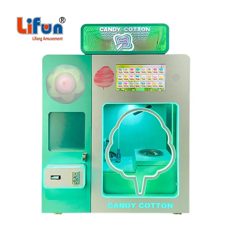 Cotton Candy Crazye New Sale Unattended Operation Commercial Multi Flavors Flower Automatic Cotton Candy Vending Machine