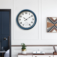 Reloj de Pared Redondo Vintage Personalizado, Silencioso, de Cuarzo, Retro, Impermeable, con Termómetro, de Plástico para Exteriores, Fabricante de Relojes Antiguos
