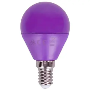 Bombilla LED G45 4W E14 color morado, iluminación decorativa, eficiente y de larga duración, ideal para ambientes temáticos y - Product Image 1