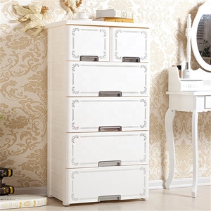 Meubles de chambre à coucher 5 niveaux bébé vêtements armoire deux portes ouvertes solide en plastique tiroir de rangement - Product Image 1