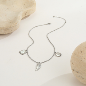 Collar de acero inoxidable - lujoso, exclusivo, versátil, con colgante en forma de cruz, colgante en forma de corazón, collar para mujer - Product Image 4