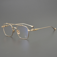 Porte-lunettes en titane, nouveau modèle aviateur doré, fabrication exquise, style Y2K, imprimé mode optique, verres transparents pour la lecture