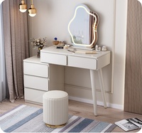 Table de maquillage et coffre de rangement combinés en bois massif de style nordique, table de maquillage compacte et minimaliste pour les petites maisons