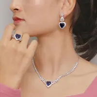 Diamond Set Sets Fine Heart Diamond 925 Sterling Silver Jewellery Set Fusion Stone Fancy Dubai Bridal Wedding Jewelry Sets