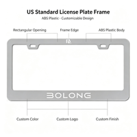 BOLONG Cadre de plaque d'immatriculation en plastique ABS de haute qualité, norme américaine, logo personnalisé imprimé, anti-décoloration, résistant aux rayures