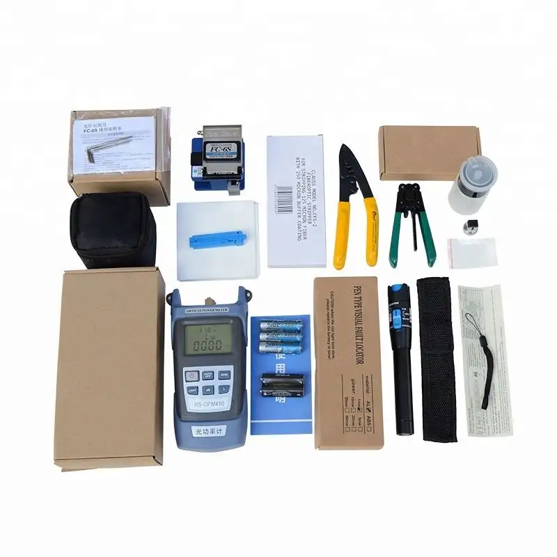 12 teile/satz Fiber Optic FTTH Cold Connection Tool Kit FC-6S Fiber Cleaver Optischer Leistungs messer 10km Visual Fault Locator