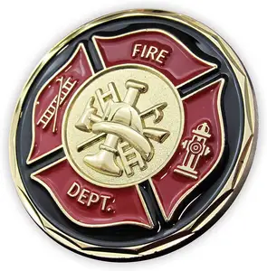 Firefighter Challenge Coin Pocket Token de agradecimiento y protección Mi Dios en quien confío Moneda chapada en oro