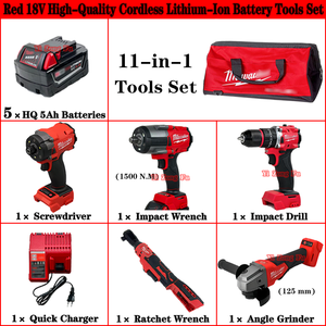 Livraison rapide, ensemble d'outils électriques 5 en 1 <span class=keywords><strong>Milwaukee</strong></span>, moteur sans balais, outils 18V, batterie au lithium, kits d'outils combinés - Product Image 2