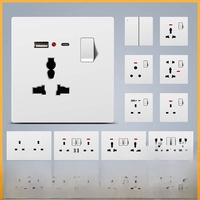 Enchufe de Pared Multifunción con Interruptor, Estándar Británico, Orificio Cuadrado, 13A, Color Blanco, Hong Kong International