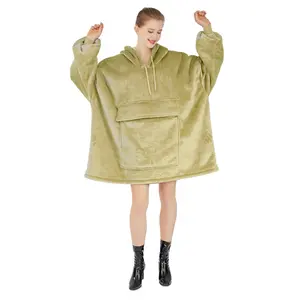 ผ้าห่มมีฮู้ดขนาดใหญ่แบบปรับได้ผ้าห่มมีฮู้ดสำหรับใส่ในบ้านสบายผ้าห่มขนแกะปรับได้ตามต้องการ