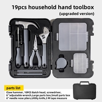 Boîte à outils portable haut de gamme noire personnalisée de 19 pièces pour la maintenance domestique, kit d'outils à main pour le bricolage, coffret cadeau de quincaillerie