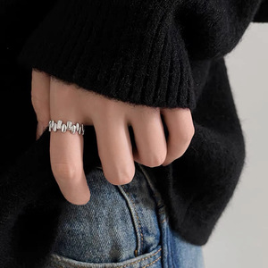 S925 Sterling Silver Geometric <b>Ring</b> <b>Open</b> Band Unisex Everyday Wear Index Finger Jewelry - Product Image 4