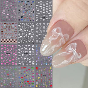 Autocollants pour <span class=keywords><strong>manucure</strong></span> française 5D, ruban coloré néon, nœud papillon, cœur d'amour, autocollants pour ongles, autocollants pour ongles autocollants - Product Image 2