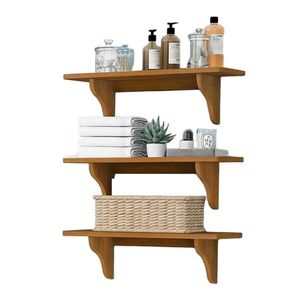 <strong>Dark</strong> <strong>Wood</strong> Wooden Floating <strong>Shelves</strong> for Wall Set - Product Image 4
