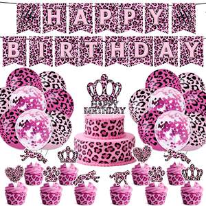 Vaisselle jetable à imprimé léopard rose, fournitures de fête, thème sauvage, ensemble de <span class=keywords><strong>table</strong></span> à manger, ensemble de fête d'anniversaire, ensemble de fête de bachelorette, vente en gros - Product Image 1