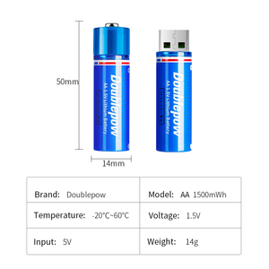 Baterai Isi Ulang USB Doublepow 1.5V AA Li-Ion 1.5V 1500mwh Pengisi Daya USB Portabel Baterai Lithium Ion - Product Image 6