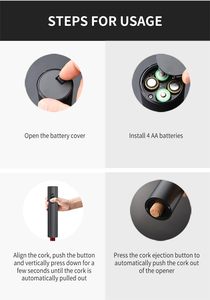 Ensemble ouvre-bouteille électrique noir avec plastique ABS et acier inoxydable, tire-bouchon automatique rechargeable par USB, coupe-capsule - Product Image 3