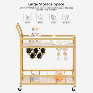 من ذهب Ama zon ، مع 2 رفوف بالمرايا ، حوامل نبيذ زجاجية ، بار منزلي - Product Image 5