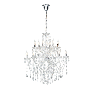 Lustre rectangulaire moderne de style nordique à 2 niveaux avec pendentifs en cristal et acrylique chromé pour la maison - Product Image 3