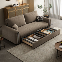 Canapé-lit pliable 2-en-1 en tissu avec rangement, design moderne et minimaliste, structure en métal