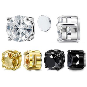 Stainless Steel Clip On <b>Earrings</b> 6mm 5A Zircon Magnetic <b>Studs</b> For Ear Cartilage No Piercing Jewelry Gift - Product Image 3