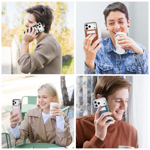 Funda para Teléfono con Marco Electrochapado y Ranura para Tarjetas, Funda Protectora de Cuero PU de Lujo para iPhone 17 Pro Max y Samsung S25 - Product Image 4