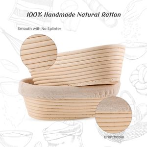 Cestas para Fermentar Pan de Levadura con Forro, para Levantar Masa y Hornear, Ovaladas - Product Image 4