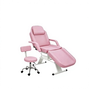 Fauteuil <span class=keywords><strong>de</strong></span> beauté facial inclinable rose en PVC, <span class=keywords><strong>table</strong></span> <span class=keywords><strong>de</strong></span> massage hydraulique, <span class=keywords><strong>lit</strong></span> <span class=keywords><strong>de</strong></span> spa à hauteur réglable, avec roulettes pour technicien, idéal pour les traitements - Product Image 1