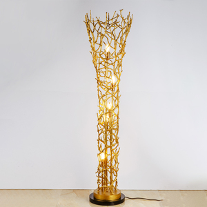 Golden Copper Brasstree <strong>Branches</strong> Standing <strong>Light</strong> Lampshade Modern Luxury Floor Lamp with Fabric for Hotel/home Decorative LED E14 - Product Image 3