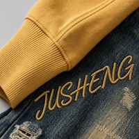 Ensemble sweat-shirt à col rond et jean JUSHENG, logo globe à lettres arquées jaunes, ensemble deux pièces, streetwear en denim