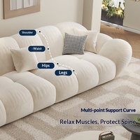 Ensemble de canapés en tissu anti-griffures pour chat, style crème pétale, avec structure en bois massif, rembourrage en latex naturel, chaise longue d'angle incurvée pour salon et chambre