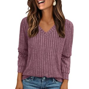 2025 Women's V Neck <b>Long</b> <b>Sleeve</b> Tunic Sweater Fall 2025 Dressy Casual <b>Tops</b> with Loose Fit - Product Image 3