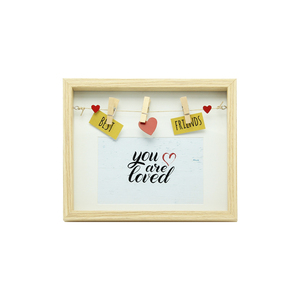 <span class=keywords><strong>Cadre</strong></span> photo en bois naturel avec pinces à linge et décorations « Meilleurs amis », <span class=keywords><strong>cadre</strong></span> inspirant « Vous êtes aimés » pour un cadeau entre amis - Product Image 1