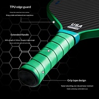 Raket Pickleball 3K Serat Karbon Anyaman 16mm Thermoformed Cold Pressed dengan Penutup dan 2 Bola