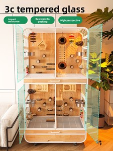 Gabbia Grande per Uccelli in Acciaio al Carbonio e Vetro, Design Anti-fuga a Più Livelli, Villa Deluxe per Uccelli, Allestimento Eco-compatibile per <span class=keywords><strong>Pappagalli</strong></span> e Piccoli Animali - Product Image 5
