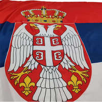 Promotion Drapeaux Nationaux du Monde 68D Polyester Accepte Matériel Personnalisé 3x5ft Drapeau Serbe Serbie