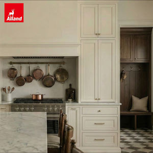 Armoire de cuisine contemporaine Alland avec cadre en bois élégant, design en noyer foncé, armoire de cuisine avec portes encastrées - Product Image 3