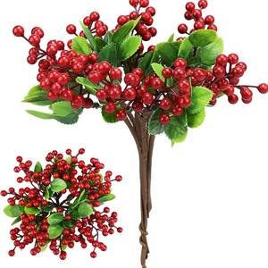 6 Pack Réaliste <span class=keywords><strong>Faux</strong></span> Or Berry Tiges Collection De Noël <span class=keywords><strong>Faux</strong></span> <span class=keywords><strong>Houx</strong></span> Berry Arbre Ornements DIY Guirlande Vase Vacances Décor À La Maison - Product Image 1