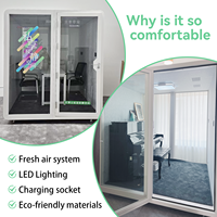 Cabine de réunion mobile moderne pour 4 personnes, insonorisée, acoustique, avec éclairage LED, pour collaboration sur site, conversation privée, grande taille