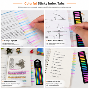 Fluorescent PET Page Markers Self Adhesive Index Tabs Waterproof Removable Sticky Strips for Books Planners Office & School - Product Image 3