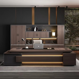 モダンラグジュアリー大型L字型オフィスデスクとチェアキャビネットの組み合わせCE認定エグゼクティブコンピュータデスク - Product Image 1