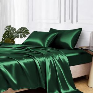 Parure de lit 3 pièces en satin soyeux tissé ultra doux et respirant avec fermeture éclair 200TC - Product Image 1