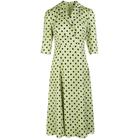 Robe midi respirante à imprimé numérique pour femmes, col tailleur, à pois, élégante, manches trois-quarts, pour tous les jours